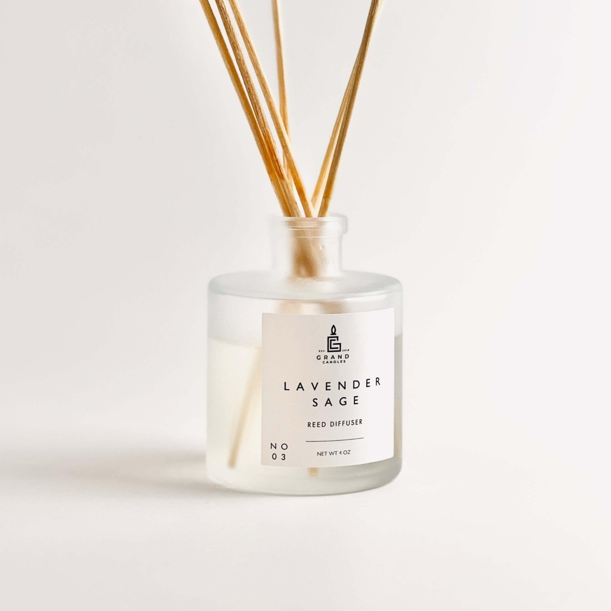 Lavender sage reed diffuser with natural reeds